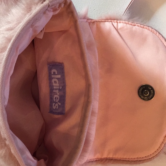Purse. Faux fur with 50” strap from Clair’s. Pink - Picture 3 of 3